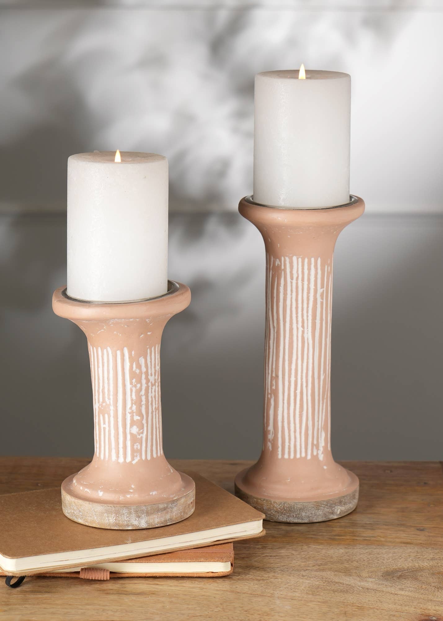 Brown EcoMix Pillar Tall Candle Holder -Sustainable Candle Stand For E