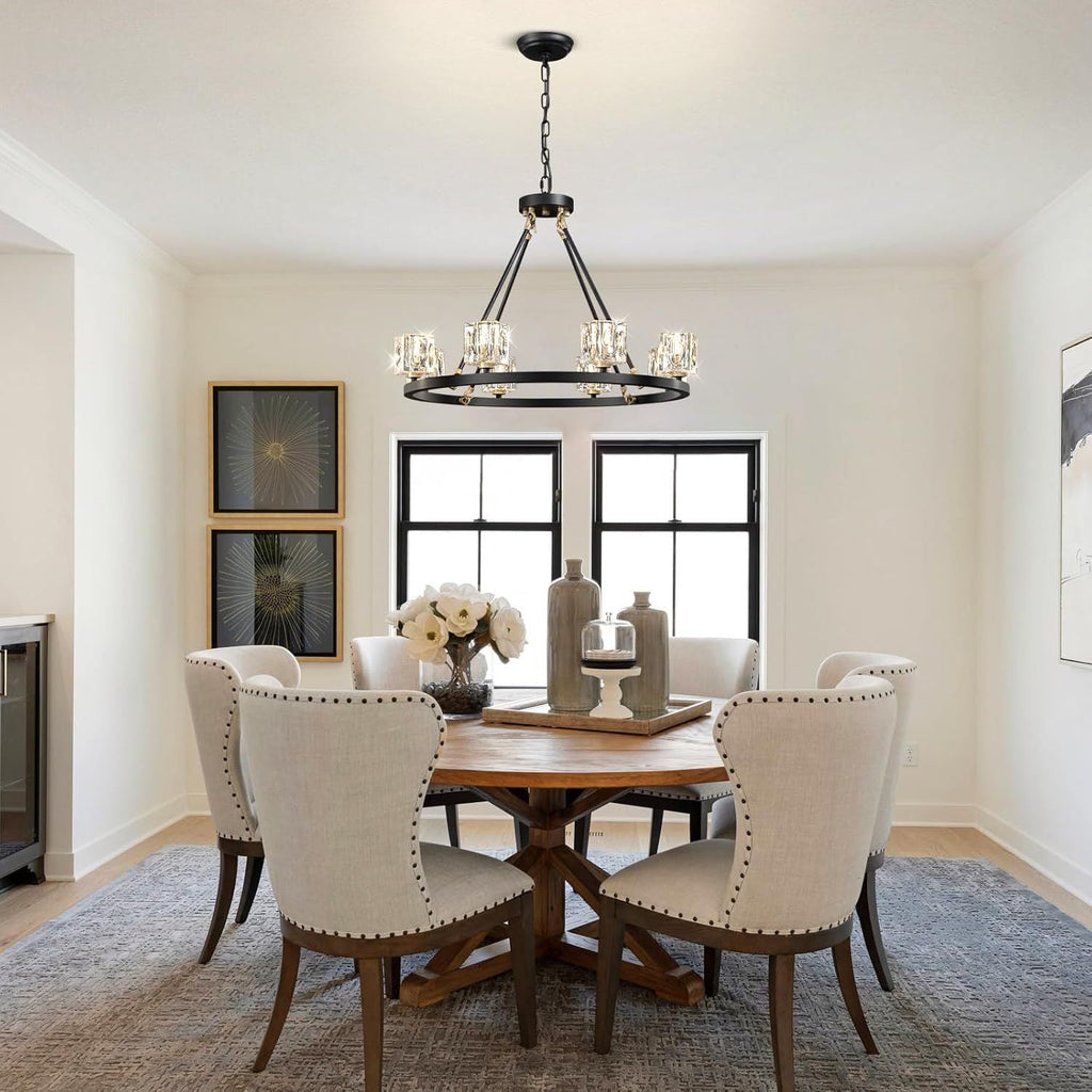 Black Farmhouse  Chandelier | Wagon Wheel Design