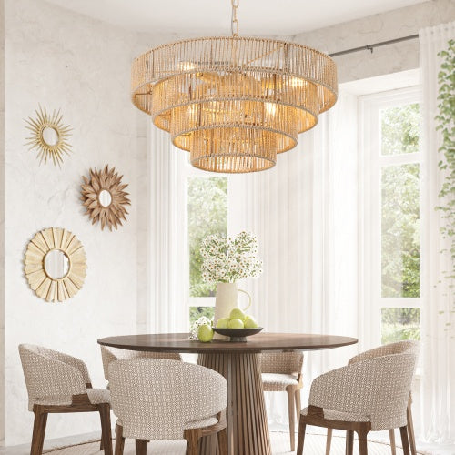 LED Chandelier Light | Bohemian Woven Design