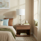 Echo Brushed Nickel Table Lamp With On Off Switch Clear Glass Body Met