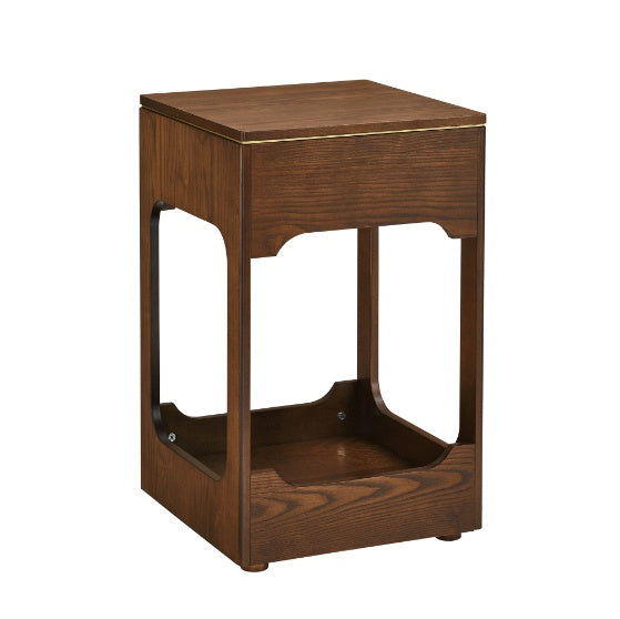 Small Wooden Side Table | Multi-Shelf Design