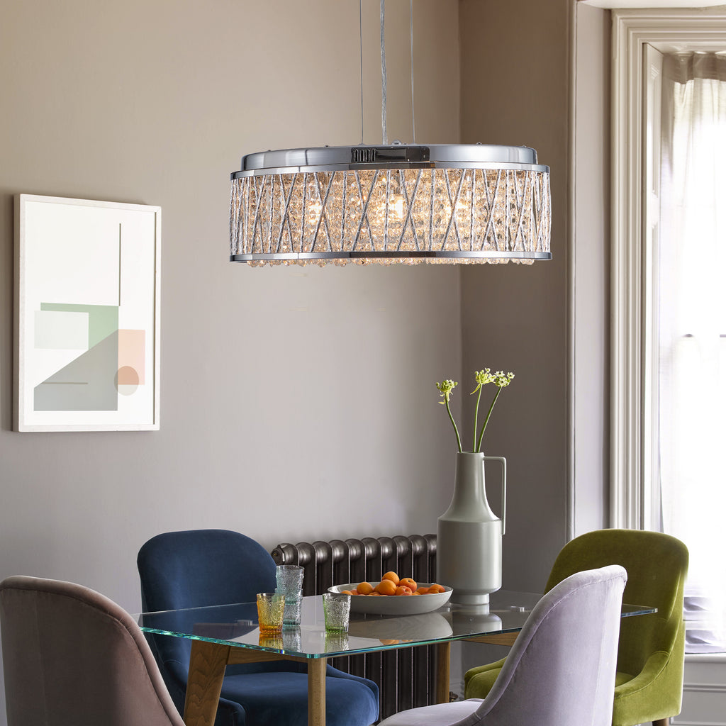 Modern Crystal Chandelier 19 Inches Aluminum Iron Round Ceiling Light