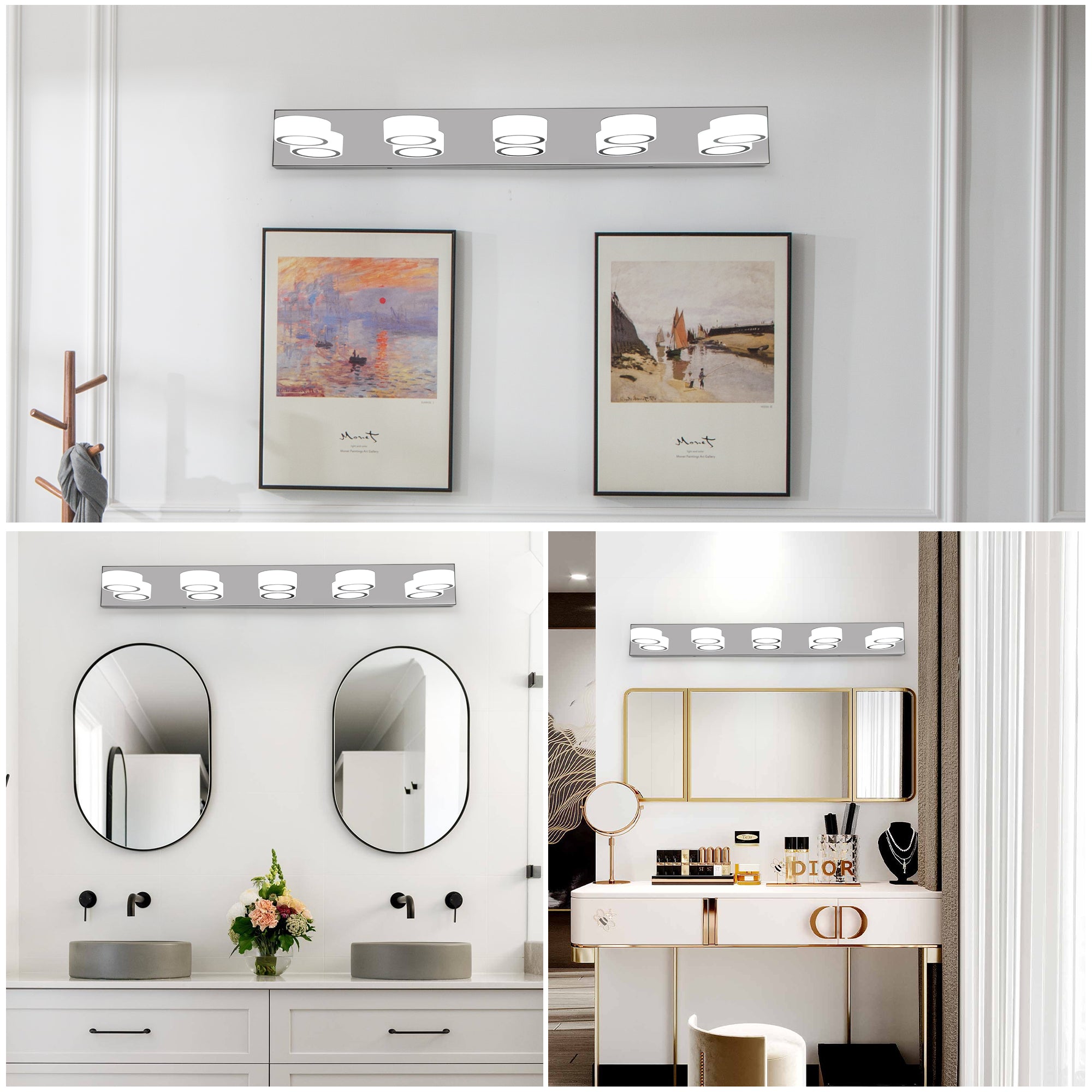 37 Modern 5-Light LED Vanity Light Fixture - Chrome Finish With Acryli
