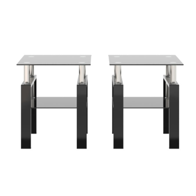 Square Tempered Glass Coffee Table Set | Lift-Top Design