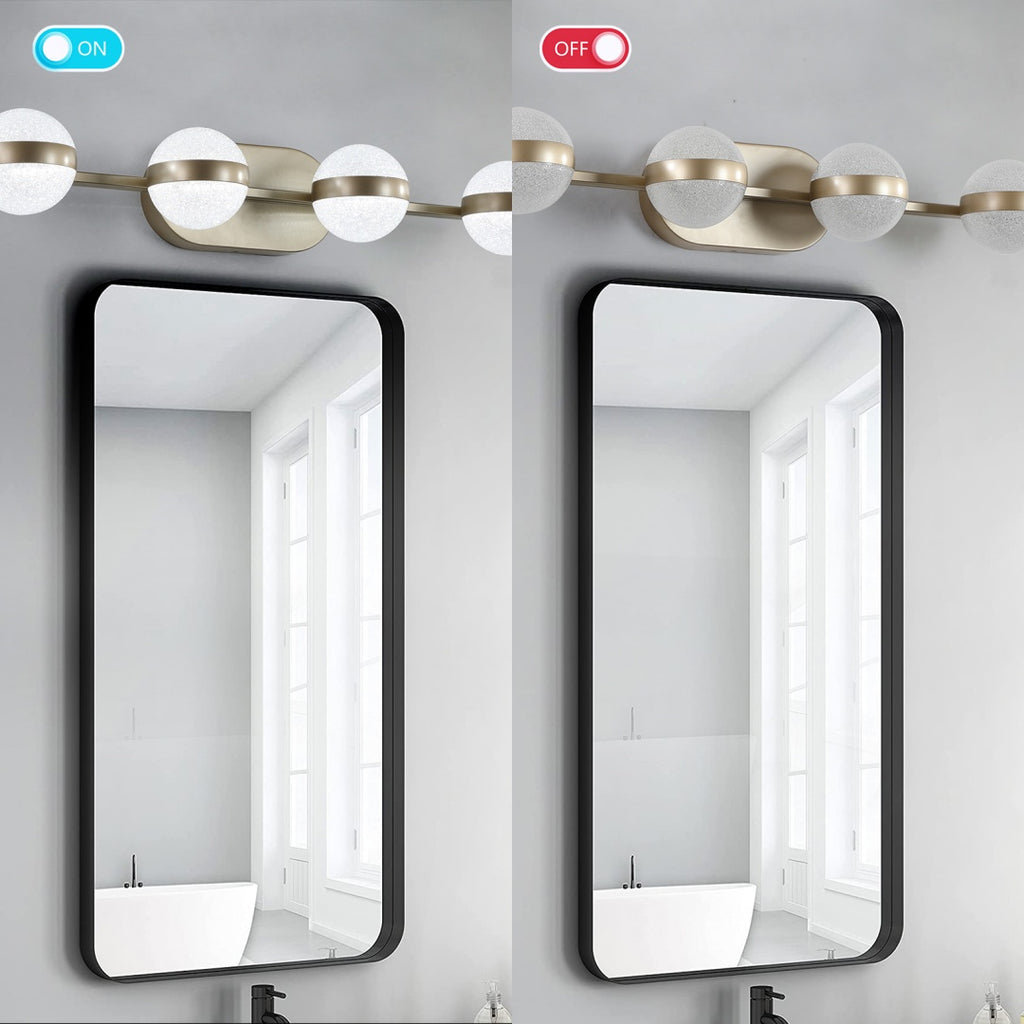 43in Gold Minimalist LED Bathroom Vanity Light With Crystal Sand Acryl