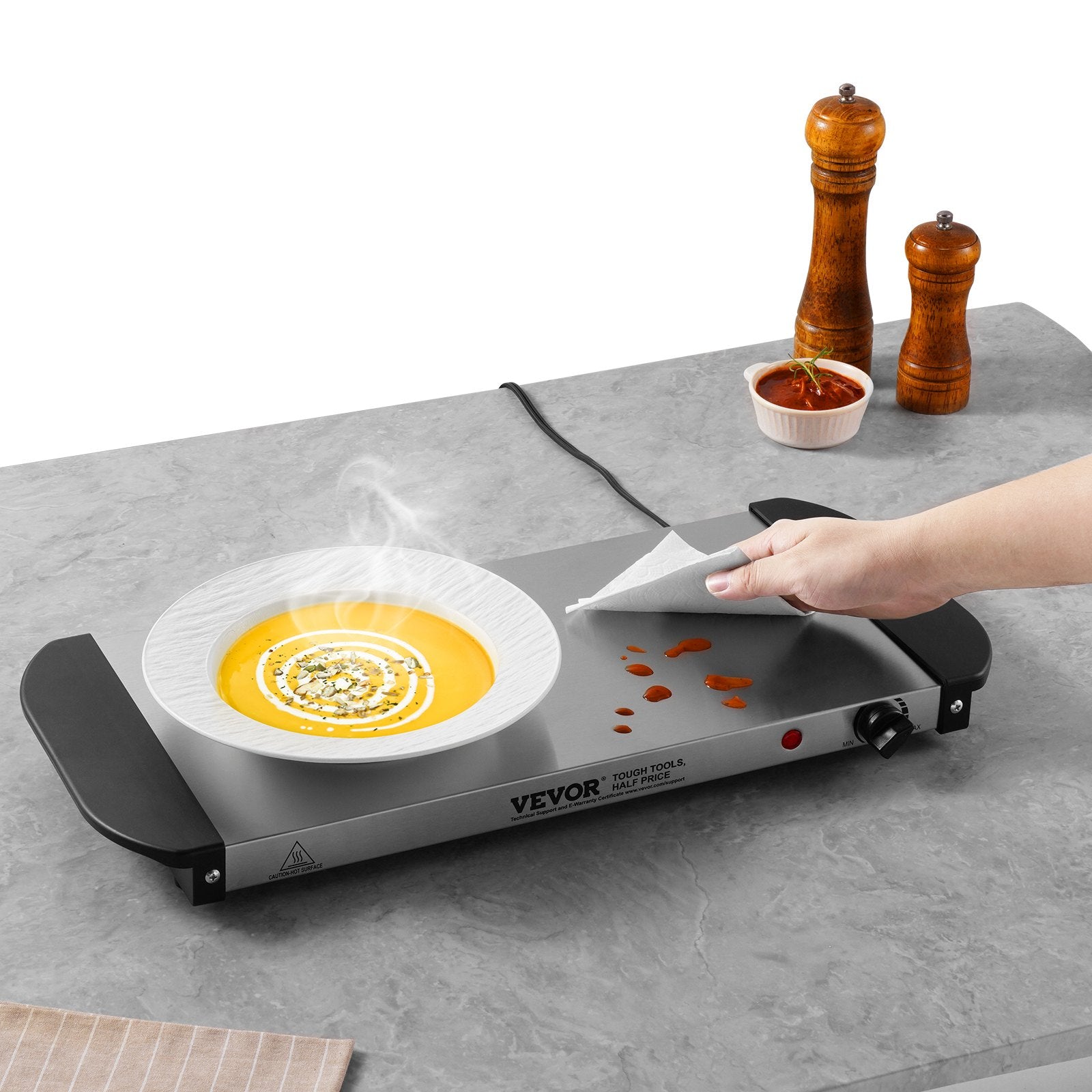 VEVOR Electric Warming Tray Buffet Food Warming W Temp Control Stainle