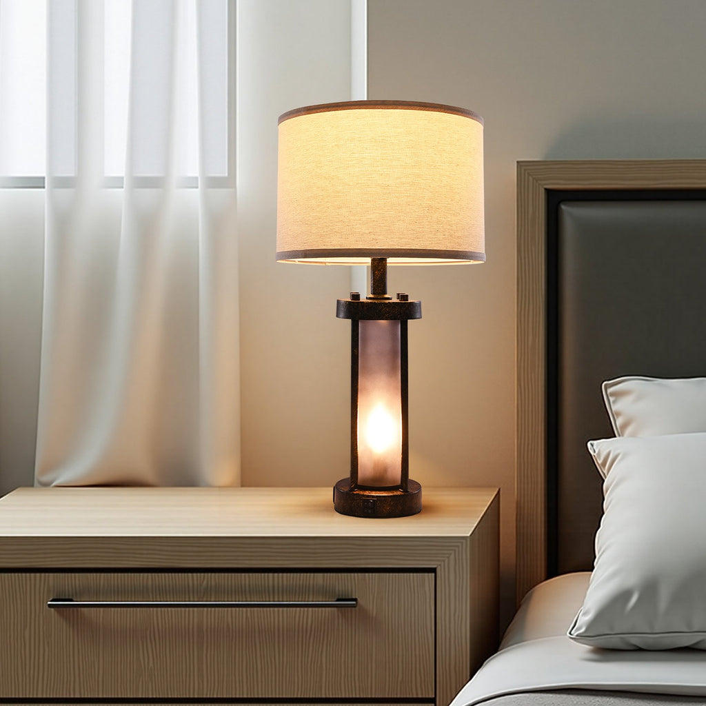 Table Lamps Set Of 2 Farmhouse Bedside Nightstand Lamps With USB Ports