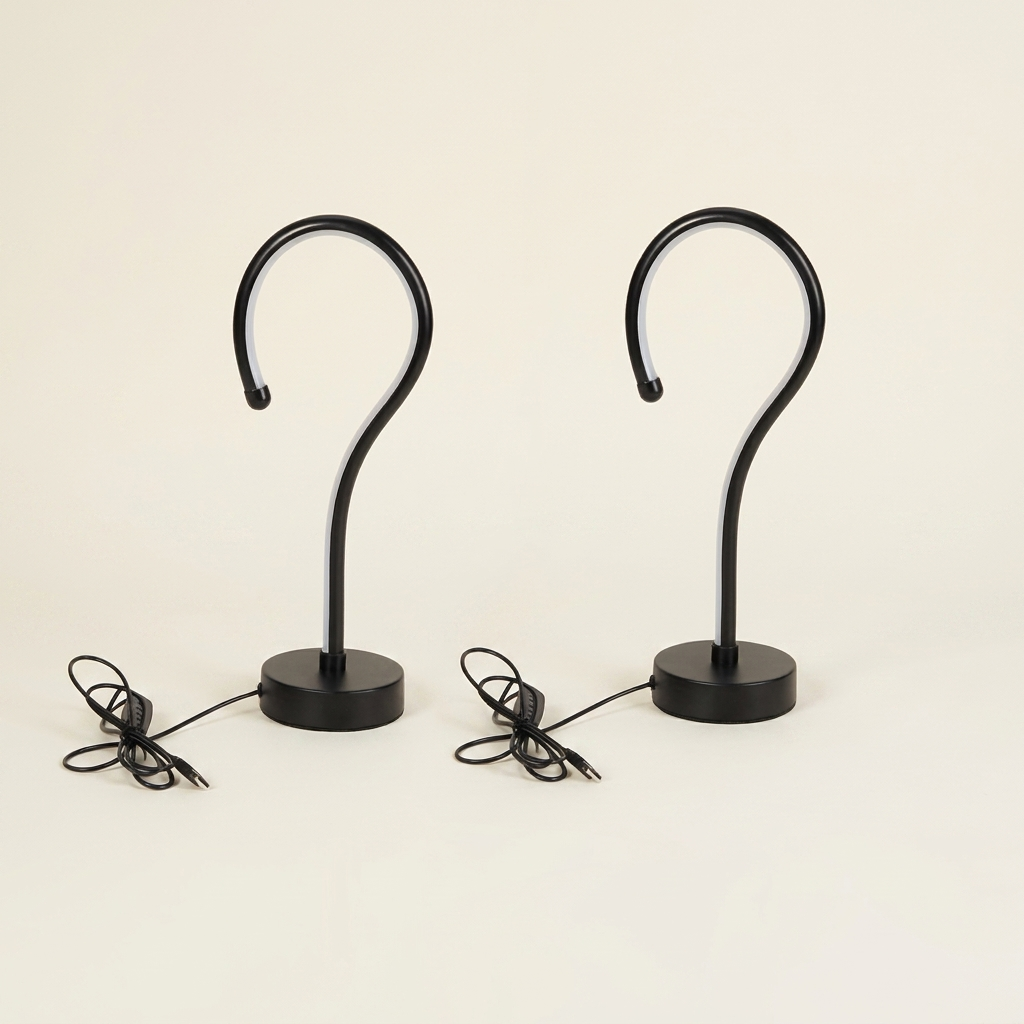 2PC Creative Question Mark Shape Table Lamp on a warm cream background