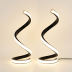 2Pcs Creative Spiral Three-Color Adjustable LED Desk Lamp on a warm cream background