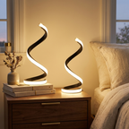 2Pcs Creative Spiral Three-Color Adjustable LED Desk Lamp styled in a warm modern interior