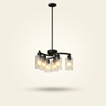 6-Light Modern Farmhouse Black Chandelier on a warm cream background