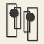 2Pcs Metal Wall Decoration-Minimalist Abstract Geometric on a warm cream background