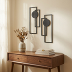 2Pcs Metal Wall Decoration-Minimalist Abstract Geometric styled in a warm modern interior