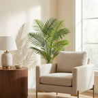 Artificial Gold Cane Palm Tree styled in a warm modern interior