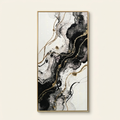 Large Framed Black And White Abstract Wall Art on a warm cream background