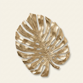 18.9x13.4x1.4 Gold Monstera Leaf Wall DEcor on a warm cream background