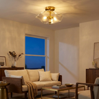 16.5inch Glass Semi Flush Mount Ceiling Light Fixture styled in a warm modern interior