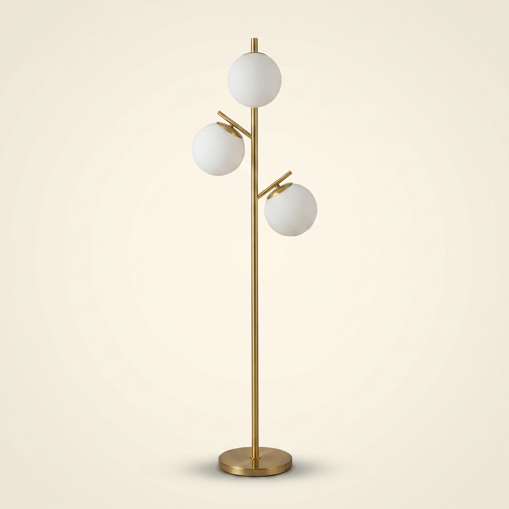 Modern 3-Light Floor Lamp for Living Room on a warm cream background