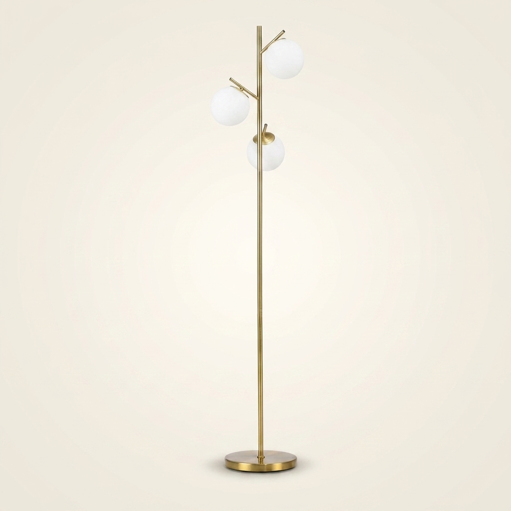 Modern 3-Light Floor Lamp For Living Room on a warm cream background