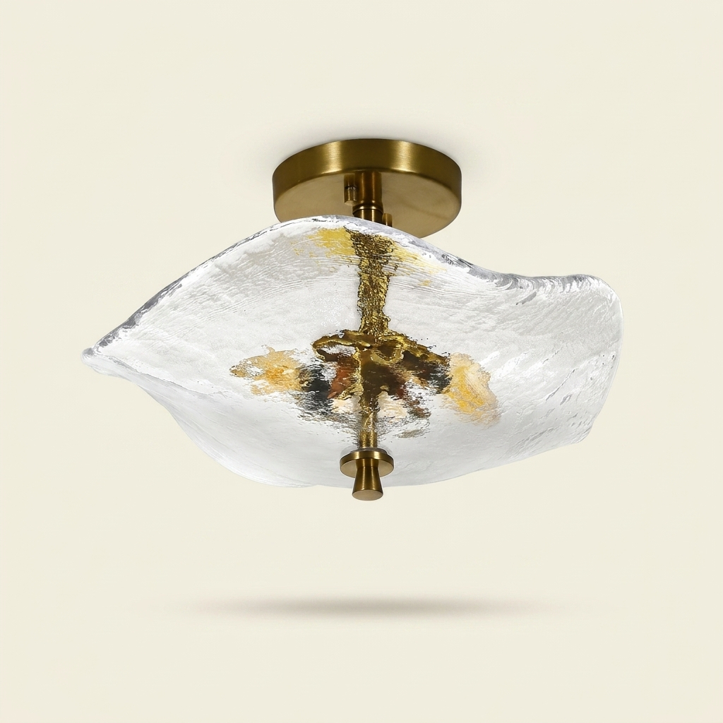 16.5inch Glass Semi Flush Mount Ceiling Light Fixture on a warm cream background