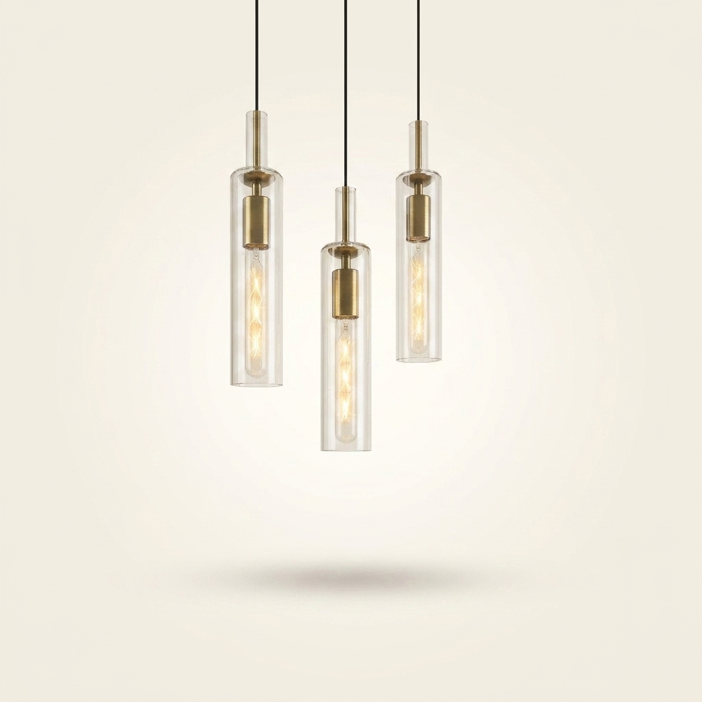 Gold Pendant Light Fixtures on a warm cream background