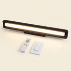 51-inch Walnut Wood Modern LED Pendant Light on a warm cream background