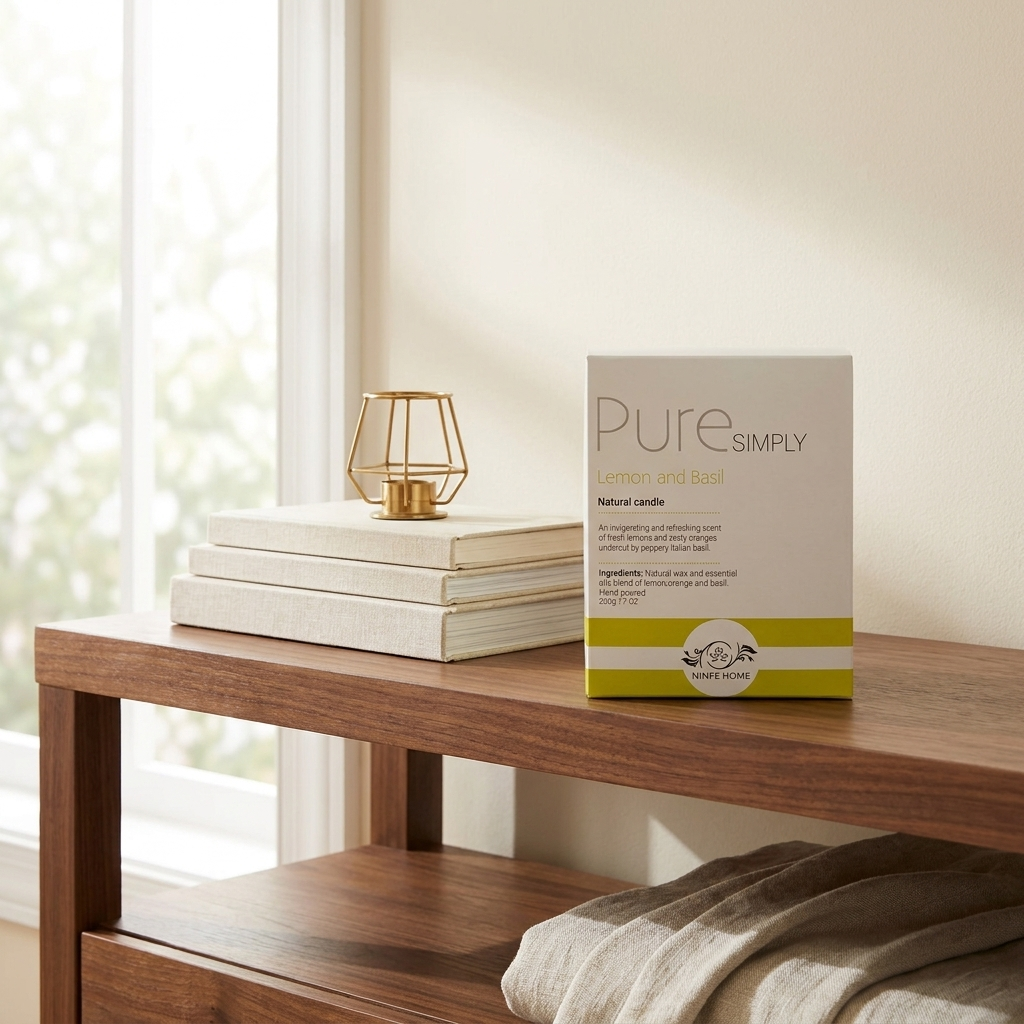 Soy Wax Scented Candle styled in a warm modern interior