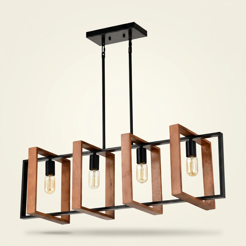 4-Light Kitchen Island Lights Pendant Light Farmhouse Dining Room Ligh on a warm cream background