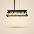 32in Black Gold Industrial 5-Light Pendant Chandelier on a warm cream background