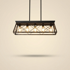 32in Black Gold Industrial 5-Light Pendant Chandelier on a warm cream background
