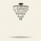 Large Black Crystal Chandelier on a warm cream background