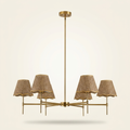 Boho Rattan Chandelier 6-Lights Rustic Industrial Pendant Light Large on a warm cream background