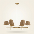 Boho Rattan Chandelier 6-Lights Rustic Industrial Pendant Light Large on a warm cream background