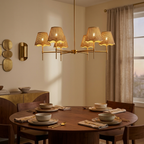 Boho Rattan Chandelier 6-Lights Rustic Industrial Pendant Light Large styled in a warm modern interior