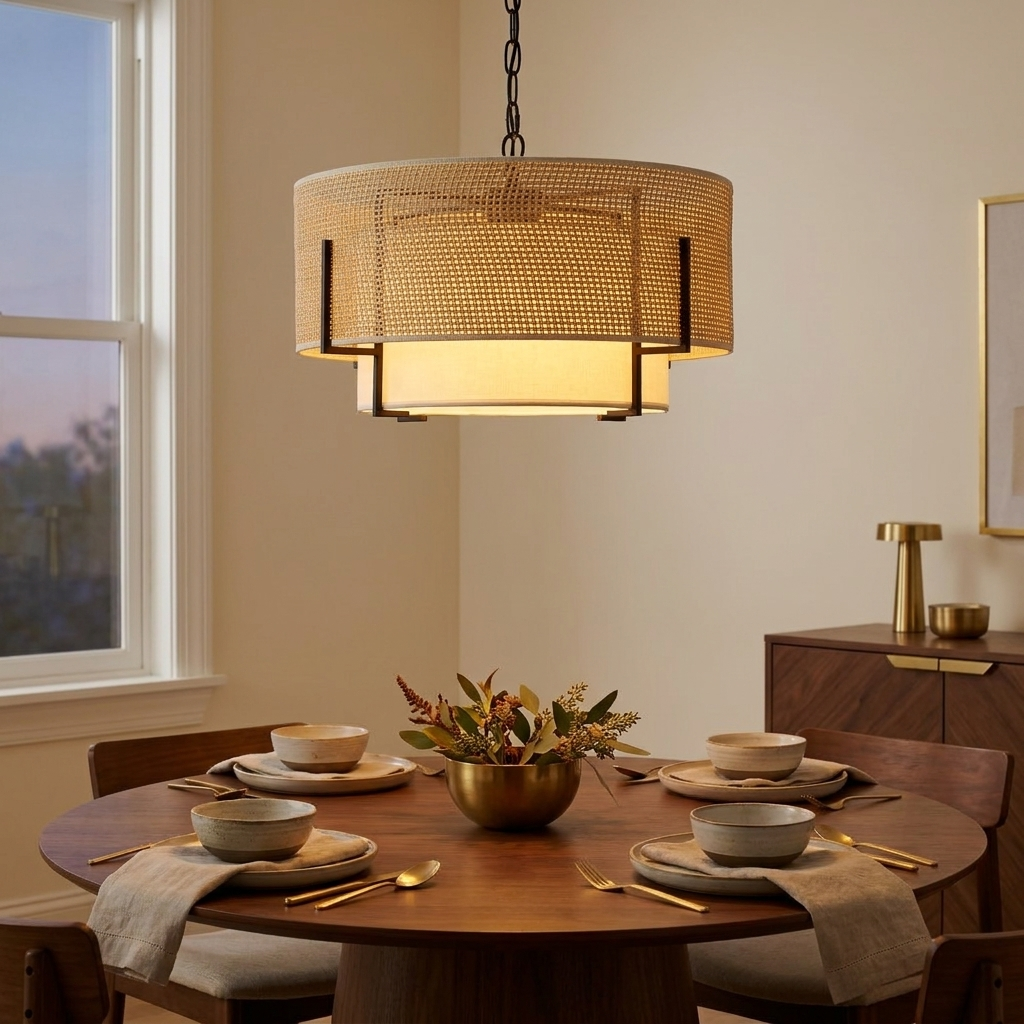 19.7in Farmhouse Boho Chandelier styled in a warm modern interior
