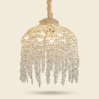 16 Inch 5-Light Crystal Pendant Light Chandelier- Elegant Waterfall De on a warm cream background