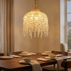 16 Inch 5-Light Crystal Pendant Light Chandelier- Elegant Waterfall De styled in a warm modern interior
