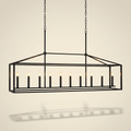 10 Lights Farmhouse Black Chandelier Rectangular Linear Pendant Lighti on a warm cream background