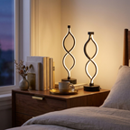 2Pcs Modern Wave-Shaped USB Desk Lamp With 3-Color Dimmable Lighting F styled in a warm modern interior