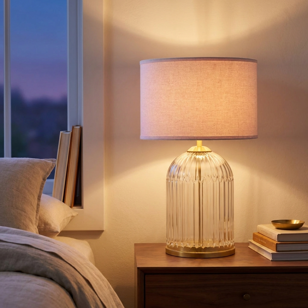 Bedroom Table Lamp Nordic Home Creative Romantic Warm Solid Wood Study styled in a warm modern interior
