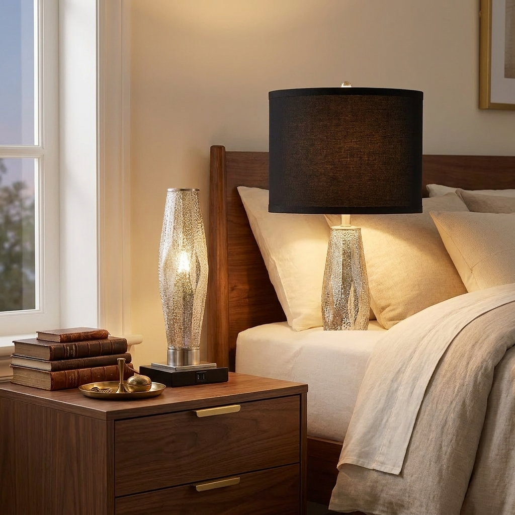 Table Lamps Set Of 2 styled in a warm modern interior