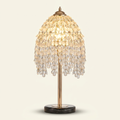 19 Inch Height Elegant Crystal Table Lamp Vintage Waterfall Design Wit on a warm cream background