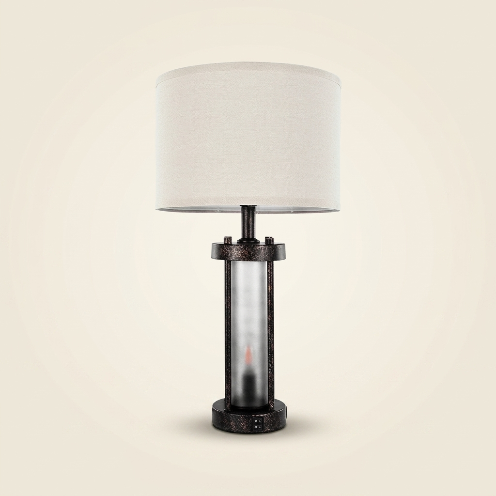 Table Lamps Set Of 2 Farmhouse Bedside Nightstand Lamps With USB Ports on a warm cream background