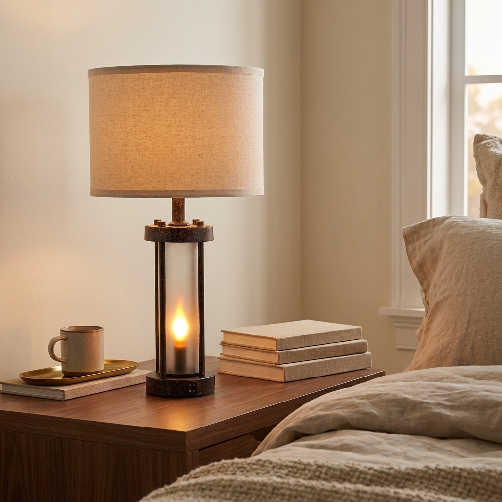 Table Lamps Set Of 2 Farmhouse Bedside Nightstand Lamps With USB Ports styled in a warm modern interior