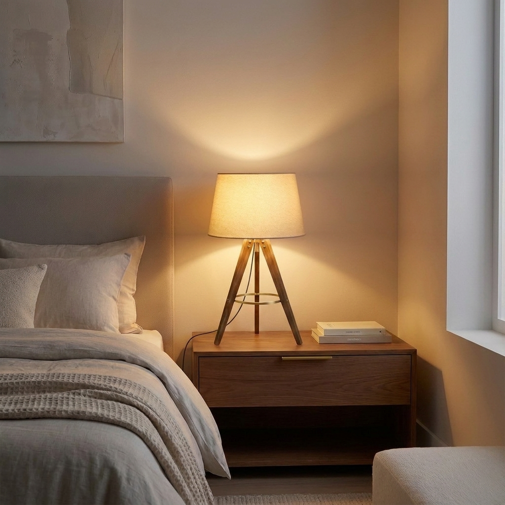 High Quality Hotel European Modern Bed Side Nightstand Decorative Led styled in a warm modern interior