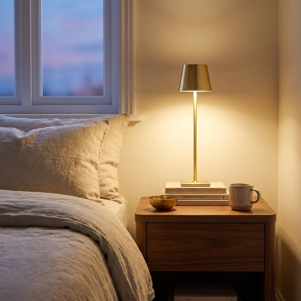 Cordless Table Lamp 2 PCS Rechargeable Battery Desk Lamp Adjustable He styled in a warm modern interior