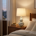 19.5 In Mirror Glass Mosaic Silver Chrome Polyresin Table Lamp styled in a warm modern interior