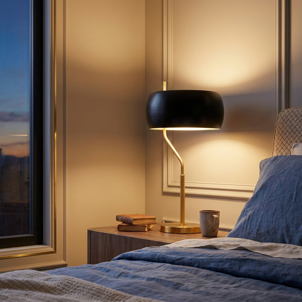Small Minimalist Wooden Table Lamp Dimmable Table Lamp Fast Delivery S styled in a warm modern interior