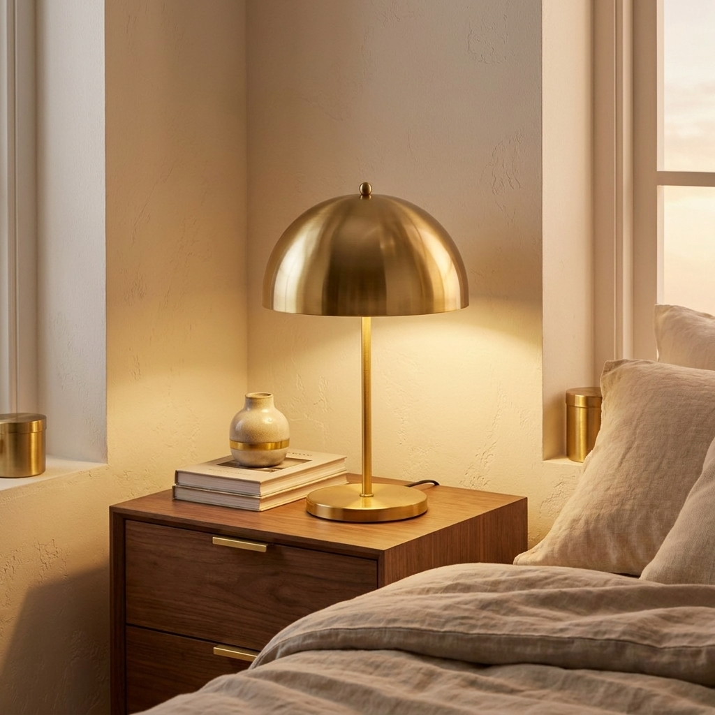 Minimalist Table Lamp Dimmable Table Lamp Fast Delivery Small Bedside styled in a warm modern interior