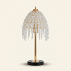19inch H Elegant Crystal Table Lamp Vintage Waterfall Design With Crys on a warm cream background